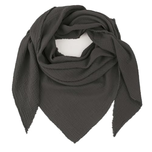 Gloop Damen Schal XXL Strick Dreieck Schal Halstuch Baumwolle Dreieckstuch Musselin ohne Kratze an Haut Made in Italy(Dunkelgrau) von Gloop