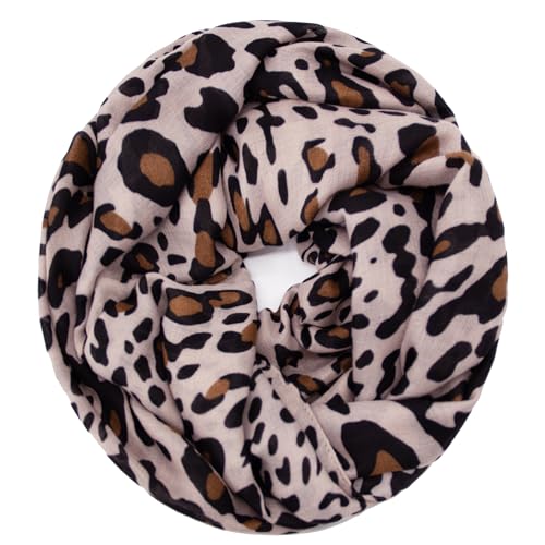 Gloop Damen Schal leichter Loop Schlauchschal Tuch Viele Farben, Schal, Tuch mit Leo Muster von Gloop