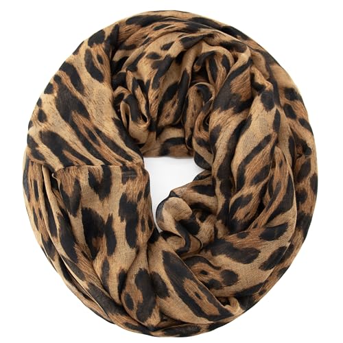 Gloop Damen Schal leichter Loop Schlauchschal Tuch Viele Farben, Schal, Tuch mit Leo Muster von Gloop