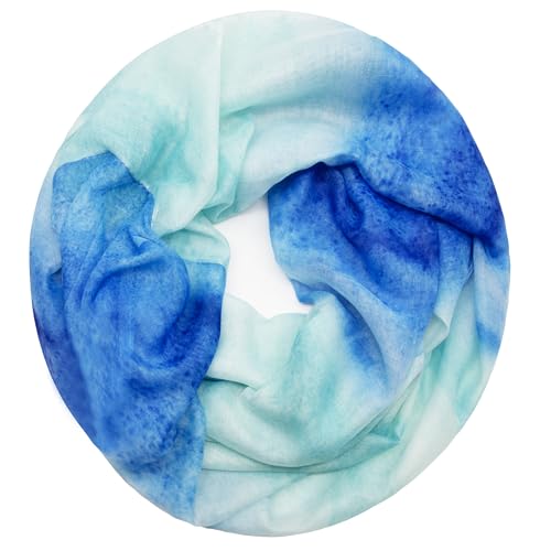 Gloop Damen Schal leichter Loop Schlauchschal Tuch Viele Farben 72 × 48 cm (Blau-Mint) von Gloop