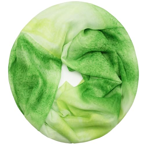 Gloop Damen Schal leichter Loop Schlauchschal Tuch Viele Farben 72 × 48 cm (Grün-Hellgelb) von Gloop