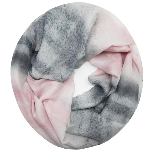 Gloop Damen Schal leichter Loop Schlauchschal Tuch Viele Farben 72 × 48 cm (Hellpink-Grau) von Gloop