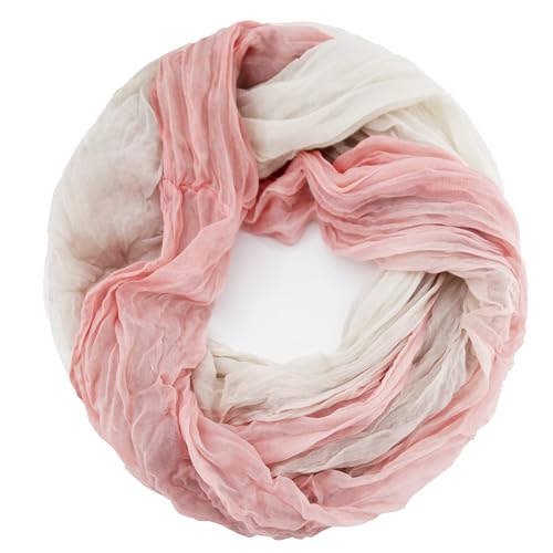 Gloop Damen Schal leichter Loop schal Schlauchschal Tuch mit Farbverlauf Viele Farben (Cream-Hellrosa) von Gloop