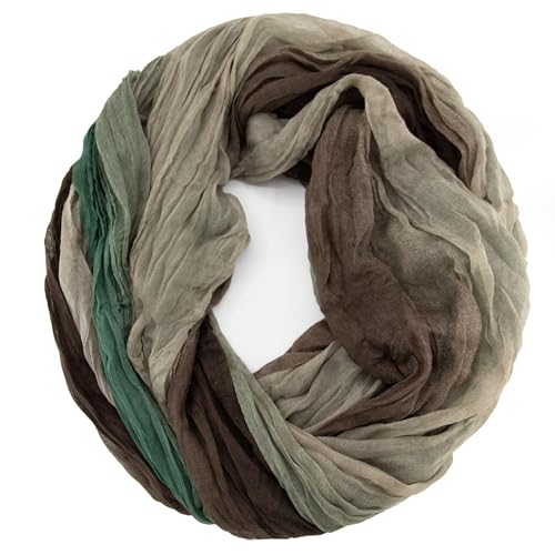 Gloop Damen Schal leichter Loop schal Schlauchschal Tuch mit Farbverlauf Viele Farben (Dunkelbraun-Gruen) von Gloop