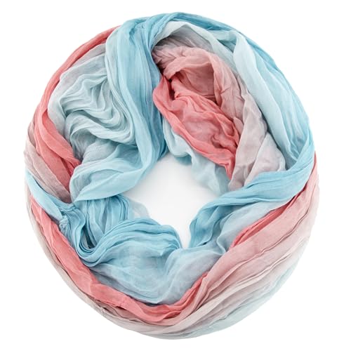 Gloop Damen Schal leichter Loop schal Schlauchschal Tuch mit Farbverlauf Viele Farben (Hellblau-Hellrosa) von Gloop