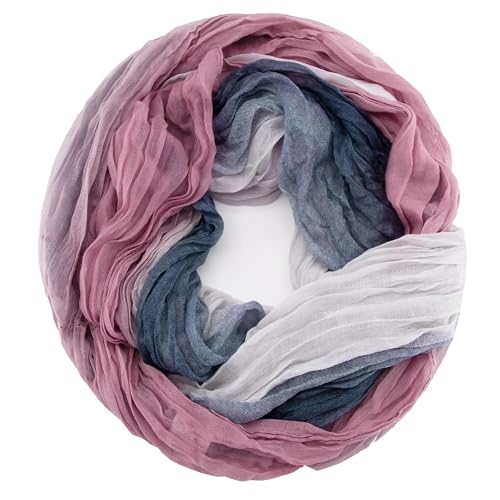 Gloop Damen Schal leichter Loop schal Schlauchschal Tuch mit Farbverlauf Viele Farben (Hellrosa-Hellgrau) von Gloop