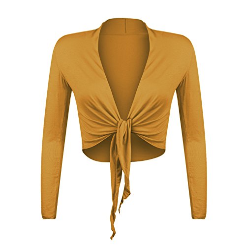 Gloop Damen Schöne, Elegante Bolero Jäckchen Langarm Bolero zum Knoten, Kamelle, XL,Kamelle,XL von Gloop