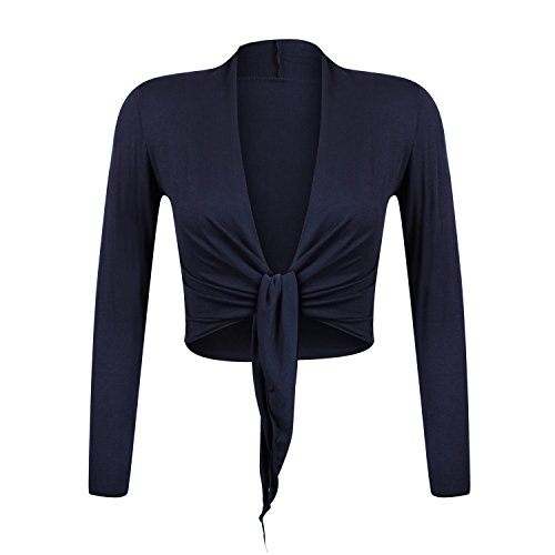 Gloop Damen Schöne, Elegante Bolero Jäckchen Langarm Bolero zum Knoten,Dunkelblau,M von Gloop