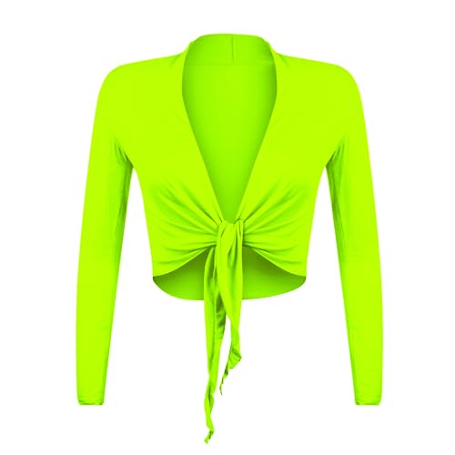 Gloop Damen Schöne, Elegante Bolero Jäckchen Langarm Bolero zum Knoten M Apfelgrun,Apfelgrun,M von Gloop