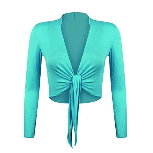 Gloop Damen Schöne, Elegante Bolero Jäckchen Langarm Bolero zum Knoten von Gloop