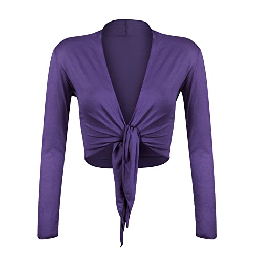 Gloop Damen Schöne, Elegante Bolero Jäckchen Langarm Bolero zum Knoten von Gloop