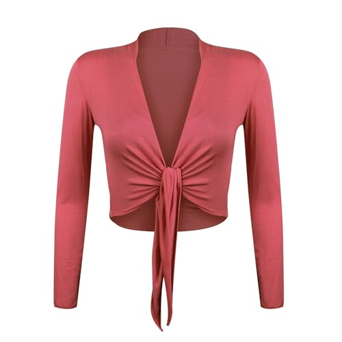 Gloop Damen Schöne, Elegante Bolero Jäckchen Langarm Bolero zum Knoten von Gloop