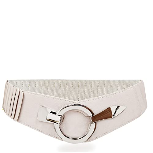 Gloop 6cm breiter Damen Gürtel Elastischer Taillengürtel, Hüftgürtel Stretch Gürtel mit Hakenverschluss (Beige 18900) von Gloop