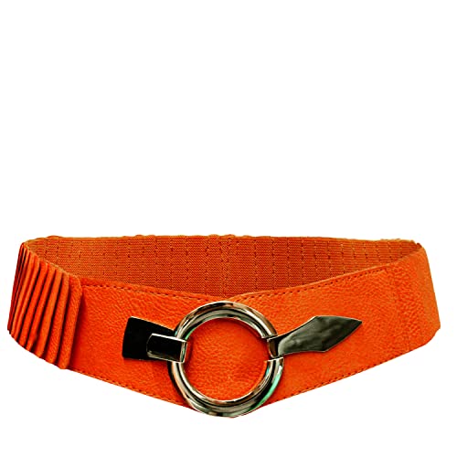 Gloop Damen Taillengürtel Elastischer gürtel 6cm breiter Hüftgürtel silberner Ring (Dunkelorange 18905a18) von Gloop