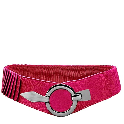 Gloop Damen Taillengürtel Elastischer gürtel 6cm breiter Hüftgürtel silberner Ring (Pink 18900a25) von Gloop