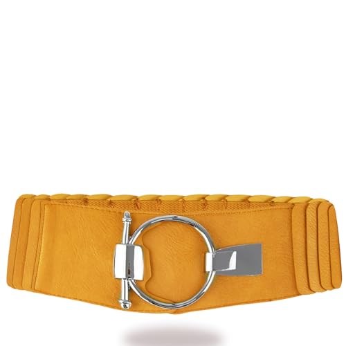 Gloop Damen Taillengürtel Elastischer gürtel 8 cm breiter Hüftgürtel silberner Ring (Gelb) von Gloop