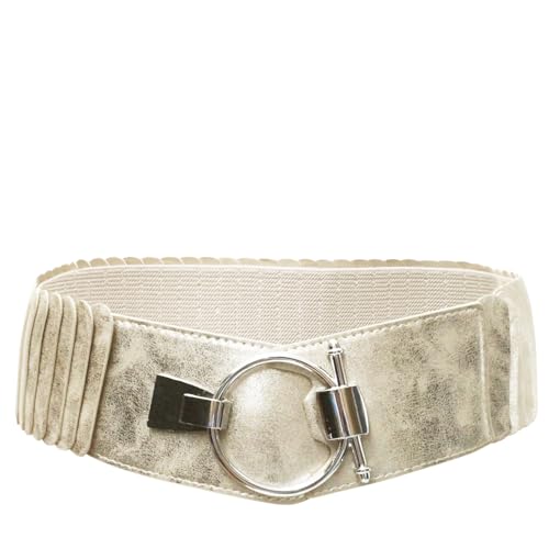 Gloop Damen Taillengürtel Elastischer gürtel 8 cm breiter Hüftgürtel silberner Ring (Gold) von Gloop