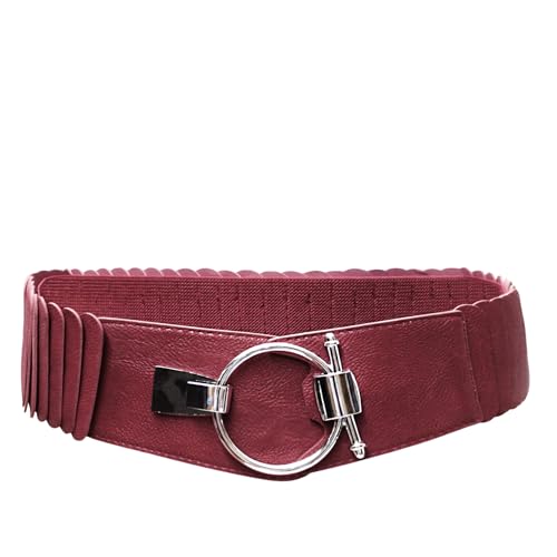 Gloop Damen Taillengürtel Elastischer gürtel 8 cm breiter Hüftgürtel silberner Ring (Mokka) von Gloop