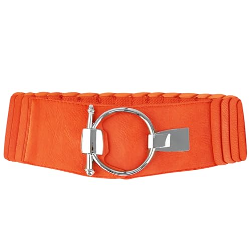 Gloop Damen Taillengürtel Elastischer gürtel 8 cm breiter Hüftgürtel silberner Ring (Ocker) von Gloop