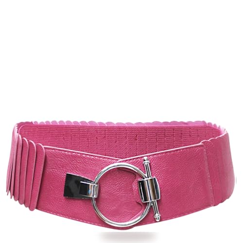Gloop Damen Taillengürtel Elastischer gürtel 8 cm breiter Hüftgürtel silberner Ring (Pink) von Gloop