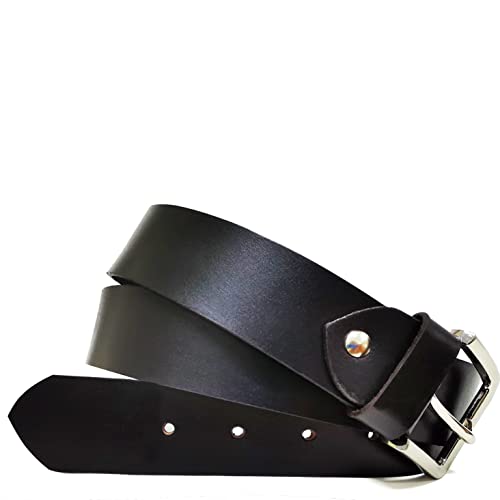 Gloop Echt Ledergürtel, Jeansgürtel, Hüftgürtel Voll-Leder Anzuggürtel kürzbar Breite ca.3.8 CM, 4 MM stark Made in Germany 18752a4, Schwarz, Buntweite 90 CM - Gesamtlänge105 CM von Gloop