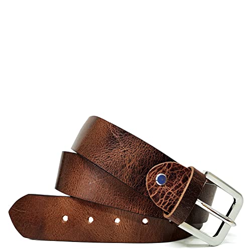 Gloop Echt Ledergürtel, Jeansgürtel, Hüftgürtel Voll-Leder Anzuggürtel kürzbar Breite ca.3.8 CM, 4 MM stark Made in Germany von Gloop
