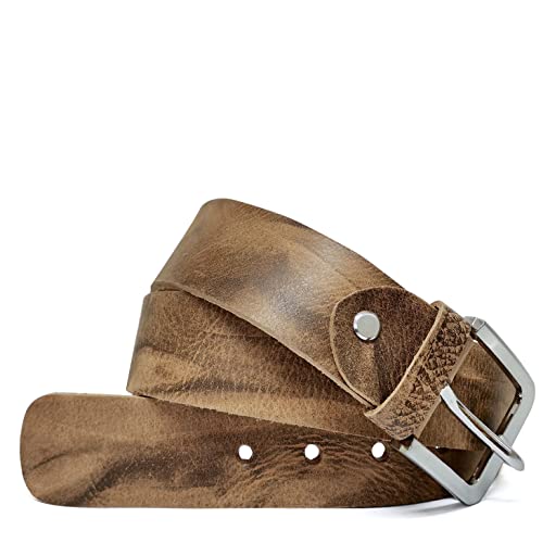 Gloop Echt Ledergürtel, Jeansgürtel, Hüftgürtel Voll-Leder Anzuggürtel kürzbar Breite ca.3.8 CM, 4 MM stark Made in Germany von Gloop
