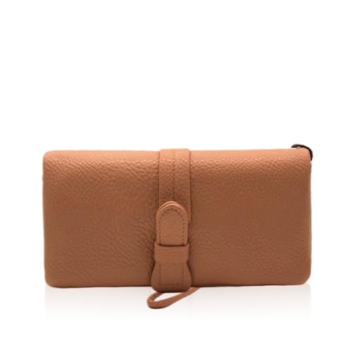 Gloop Elegante Kunstleder für Damen Bifold Slim Wallets Damen Kreditkartenhalter Reißverschluss Tasche (Braun) von Gloop