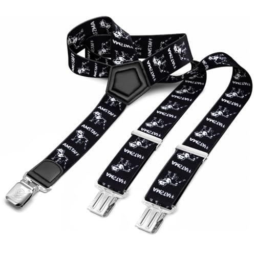 Gloop Hosenträger Herren Damen Breit Y-Form für Arbeitshosen Skihose Motoradhose Fest lustig mit 3er Starken Clips und verschiedenen Motiven (18736a16 Schwarzweiss) von Gloop