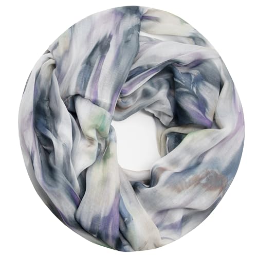Gloop Loop Schlauchschal für Damen Schal Tuch seidig-luftig leicht mit buntem Muster Print (Grau 00959a2) von Gloop