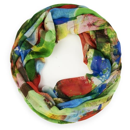 Gloop Loop Schlauchschal für Damen Schal Tuch seidig-luftig leicht mit buntem Muster Print von Gloop