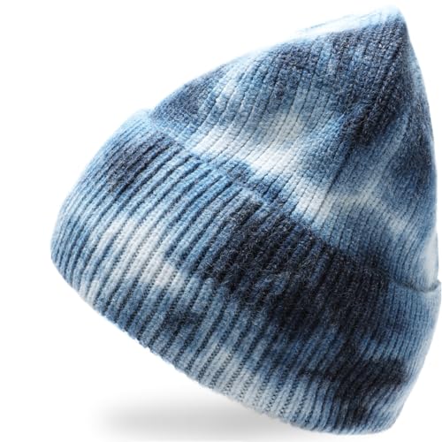 Gloop Mütze Wintermütze Hat Feinstrick Beanie Baseballkappe Unisex für Damen Herren (Dunkelblau+Weiß) von Gloop
