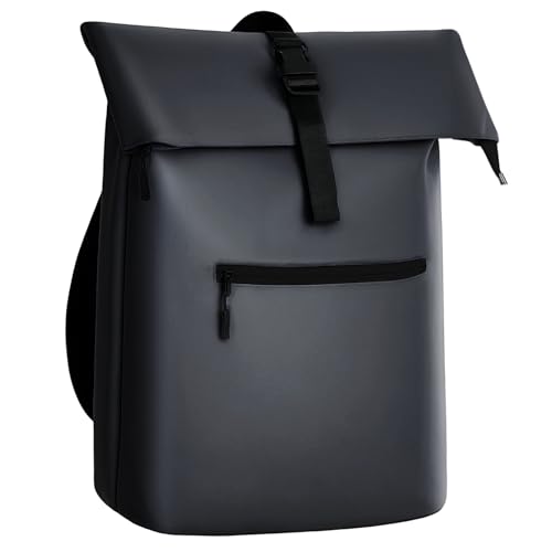 Gloop Rolltop Rucksack Wasserdicht für Damen & Herren, Großkapazitärer Rucksack, Klassisches Design mit Funktionalität, Elegant Reiserucksack Daypack für Reisen, Radfahren (schwarz) von Gloop
