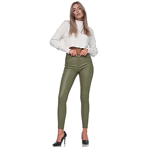 Gloop Skinny Fit Jeans Fit-Hose mit Ledereffekt Smooth Coated Pant von Gloop