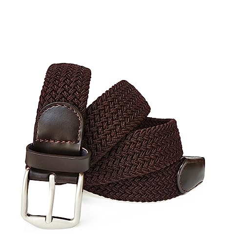 Gloop Unisex Gürtel Stretch, Leder für Damen und Herren 18730, dunkelbraun, von Gloop