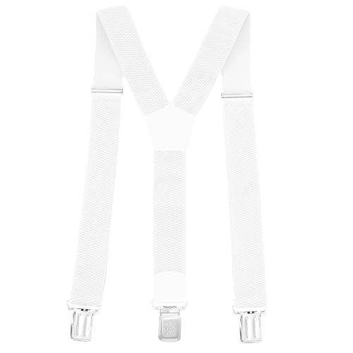 Gloop Verstellbare und Elastische Hosenträger für Herren und Damen,Breite 3 cm, mit 4 Robusten Metallclips Einheitsgröße Hosenträger für Männer und Frauen (18727a14 Weiss) von Gloop
