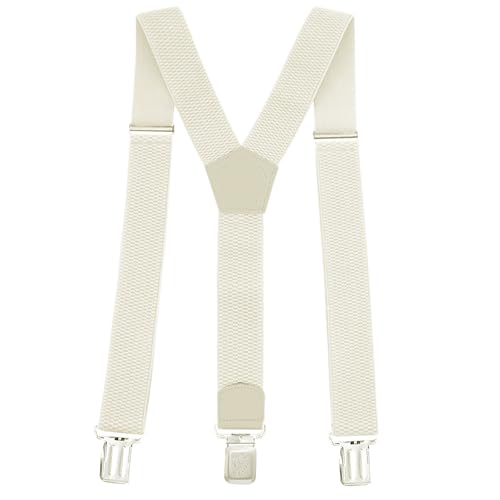 Gloop Verstellbare und Elastische Hosenträger für Herren und Damen,Breite 3 cm, mit 4 Robusten Metallclips Einheitsgröße Hosenträger für Männer und Frauen (18727a15 Cream) von Gloop