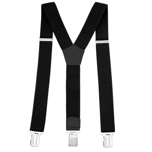 Gloop Verstellbare und Elastische Hosenträger für Herren und Damen,Breite 3 cm, mit 4 Robusten Metallclips Einheitsgröße Hosenträger für Männer und Frauen (18727a2 Schwarz) von Gloop