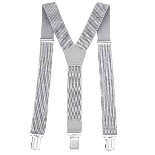 Gloop Verstellbare und Elastische Hosenträger für Herren und Damen,Breite 3 cm, mit 4 Robusten Metallclips Einheitsgröße Hosenträger für Männer und Frauen (18727a26 Hellgrau) von Gloop