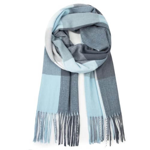 Gloop XXL Schal Kuschelige, warme und wunderschöne Damen Poncho Schal Oversized Deckenschal 02661 (Blau 02663a10, One Size) von Gloop