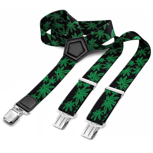 Hosenträger Herren Damen Breit Y-Form für Arbeitshosen Skihose Motoradhose Fest lustig mit 3er Starken Clips und verschiedenen Motiven (18736a2 Gruen) von Gloop