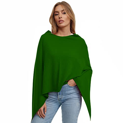 gloop Damen Poncho Pullover, Lange Strickjacke, Strickpullover, Mantel,für Sommer und Winter mit Wollen und Karschmir Made in Italy, Dunkelgrüen, 3XL von Gloop