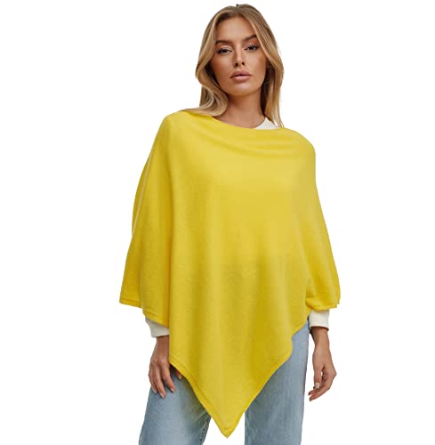 gloop Damen Poncho Pullover, Lange Strickjacke, Strickpullover, Mantel,für Sommer und Winter mit Wollen und Karschmir Made in Italy, Gelb, 3XL von Gloop