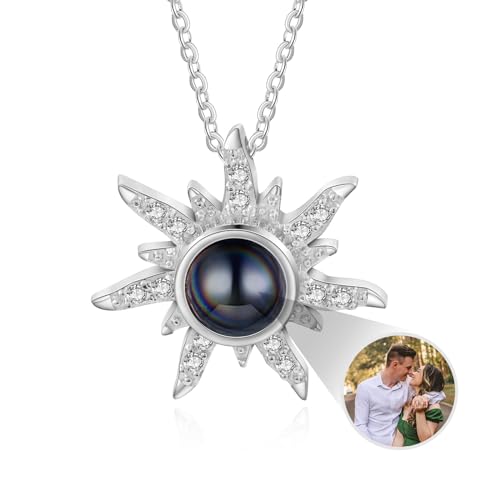 Foto Halsketten für Frauen personalisierte Halskette mit Bild innerhalb Projektion Halskette benutzerdefinierte Foto-Halskette für Frauen Freundin Mom Geburtstag Geschenke (Style 24) von Glooraca