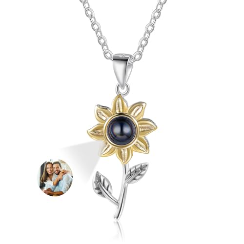 Foto Halsketten für Frauen personalisierte Halskette mit Bild innerhalb Projektion Halskette benutzerdefinierte Foto-Halskette für Frauen Freundin Mom Geburtstag Geschenke (Style 28) von Glooraca
