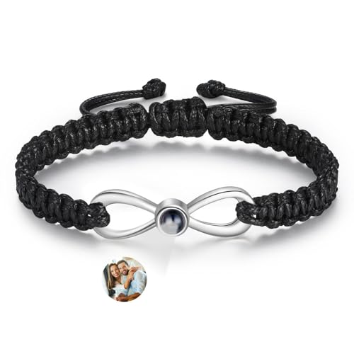 Glooraca Benutzerdefinierte Foto Armbänder Mit Bild Innen Personalisiertes Bild Armband für Mädchen Jungen Personalisierte Foto Geschenke für Männer Frauen Geburtstag Valentinstag (Schwarz-1) von Glooraca