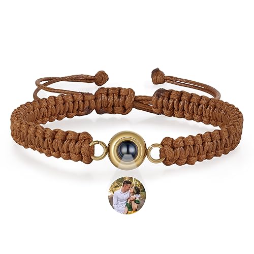 Glooraca Benutzerdefinierte Foto Armbänder Mit Bild Innen Personalisiertes Bild Armband für Mädchen Jungen Personalisierte Foto Geschenke für Männer Frauen Geburtstag Valentinstag (braun) von Glooraca