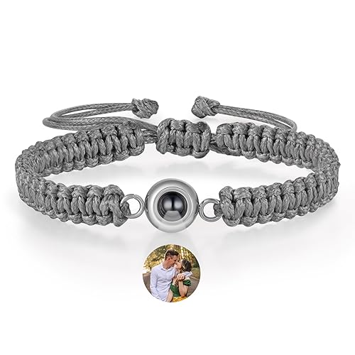 Glooraca Benutzerdefinierte Foto Armbänder Mit Bild Innen Personalisiertes Bild Armband für Mädchen Jungen Personalisierte Foto Geschenke für Männer Frauen Geburtstag Valentinstag (grau) von Glooraca