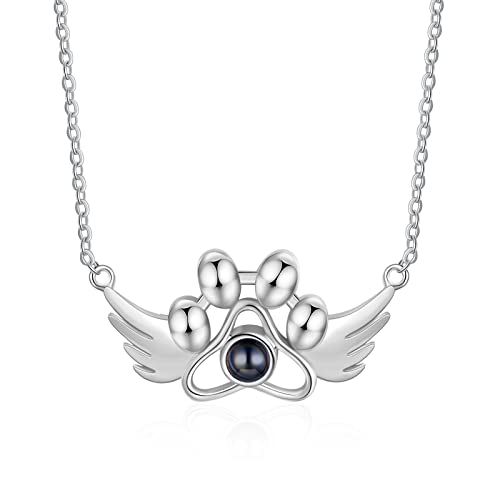 Glooraca Personalisierte Foto Projektion Halskette Benutzerdefinierte Projektion Halskette with Haustier Foto Hund Pfote Halskette für Geschenk (2#) von Glooraca