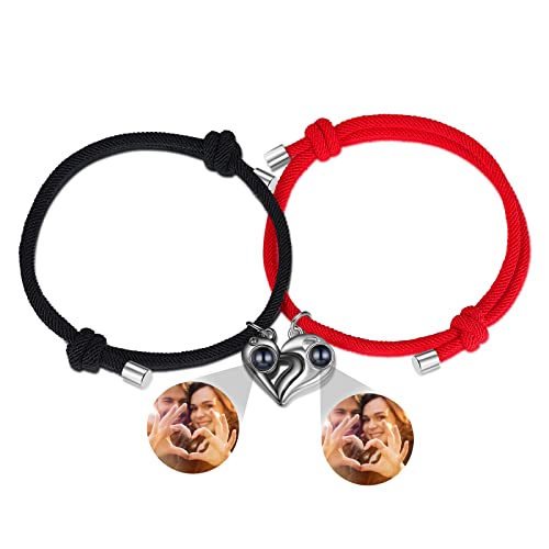 Glooraca Personalisiertes Foto-Armband mit Bild im Inneren, benutzerdefinierte passende Paar-Armbänder für Sie und Ihn, Fotoprojektion, Paare, Armbänder, Geschenke für Frauen und Männer (H) von Glooraca